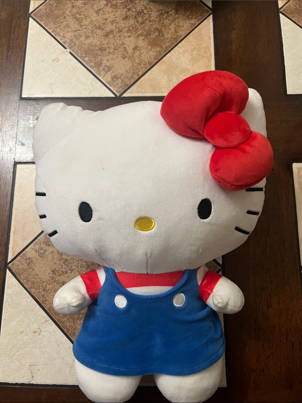 Sanrio Hello Kitty Plush in White with Red Bow and Blue Dress